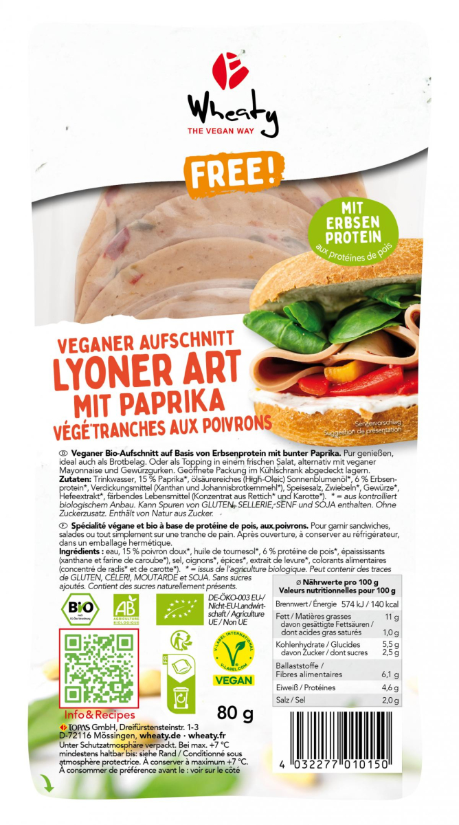 Wheaty Lyoner Art mit Paprika