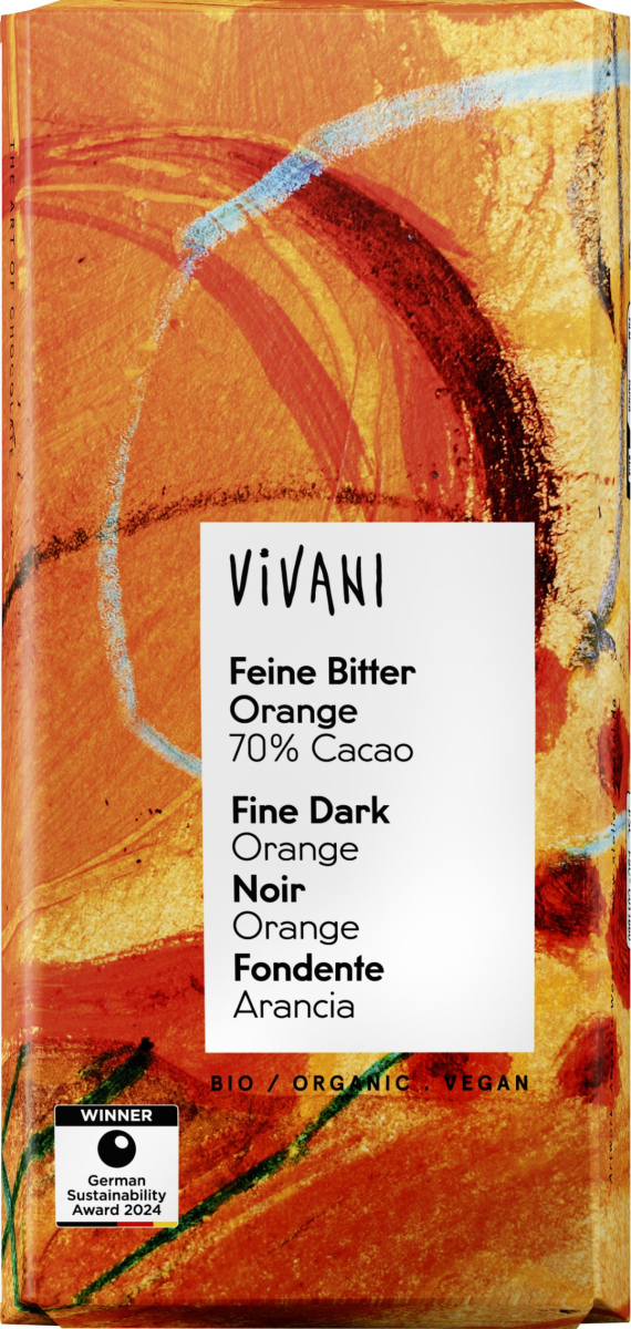 Feine Bitter Orange Schokolade 70% Cacao 80 g
