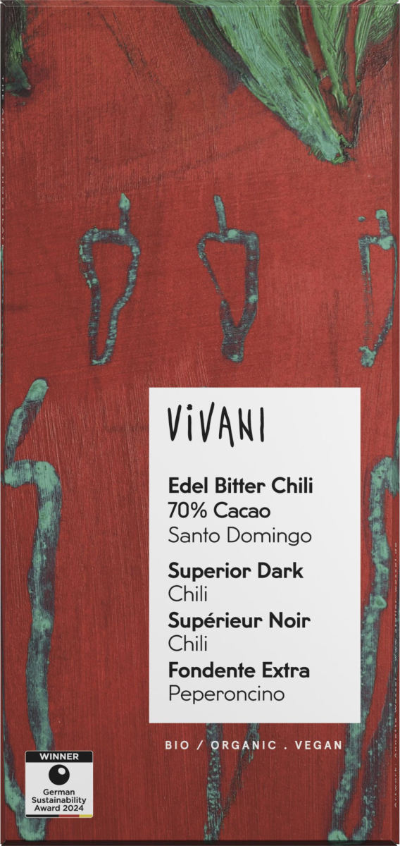 Edel Bitter Chili Schokolade 70% Cacao Santo Domin