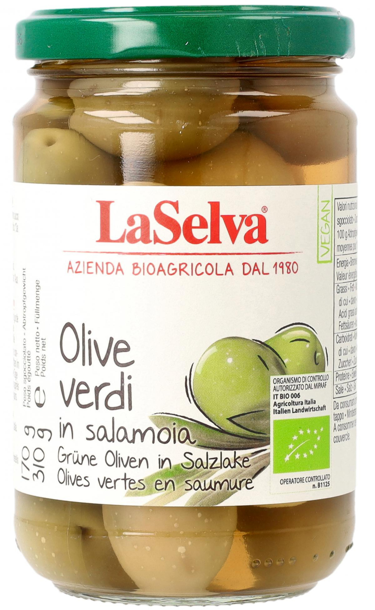 Grüne Oliven mit Stein